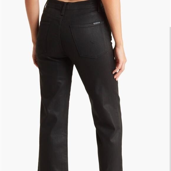Hudson Noa High Rise Coated Straight Crop Jeans Black Stellar Wash Sz 27 - Picture 9 of 9